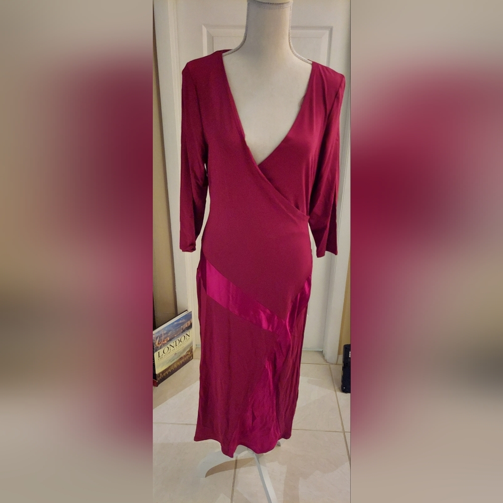 Kenneth Cole Reaction Elegant Burgundy Wrap Dress